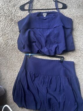 a new day Deep Blue Strapless Two-Piece Set bubble skirt set
